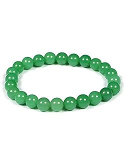 TAURISH Green Aventurine 8 mm Fashion Round Gemstone Beads Stretchable Bracelet 7.5"