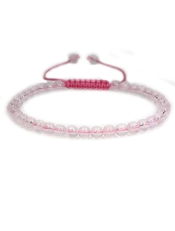 Keleny Natural Gemtone 4mm Round Beads Crystal Adjustable Braided Macrame Tassels Bracelets Unisex