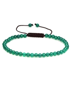 Keleny Natural Gemtone 4mm Round Beads Crystal Adjustable Braided Macrame Tassels Bracelets Unisex