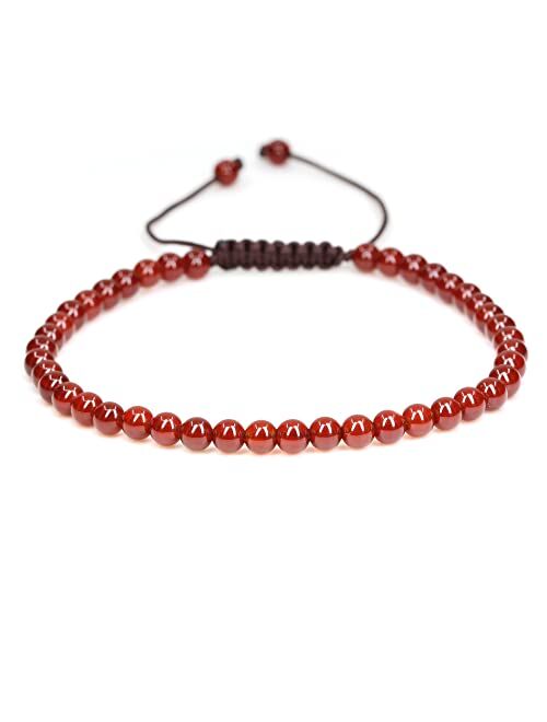 Keleny Natural Gemtone 4mm Round Beads Crystal Adjustable Braided Macrame Tassels Bracelets Unisex