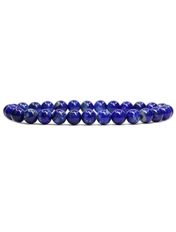 Angelstones Handmade Gem Semi Precious Gemstone 6mm Round Beads Stretch Bracelet 7" Unisex