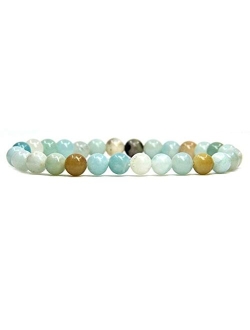 Angelstones Handmade Gem Semi Precious Gemstone 6mm Round Beads Stretch Bracelet 7" Unisex