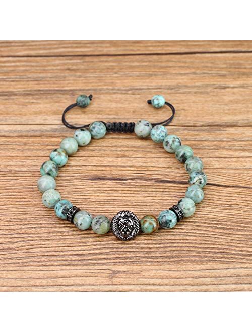 COAI Viking Jewelry Lion Stone Beaded Bracelet