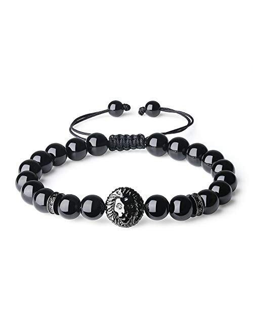 COAI Viking Jewelry Lion Stone Beaded Bracelet