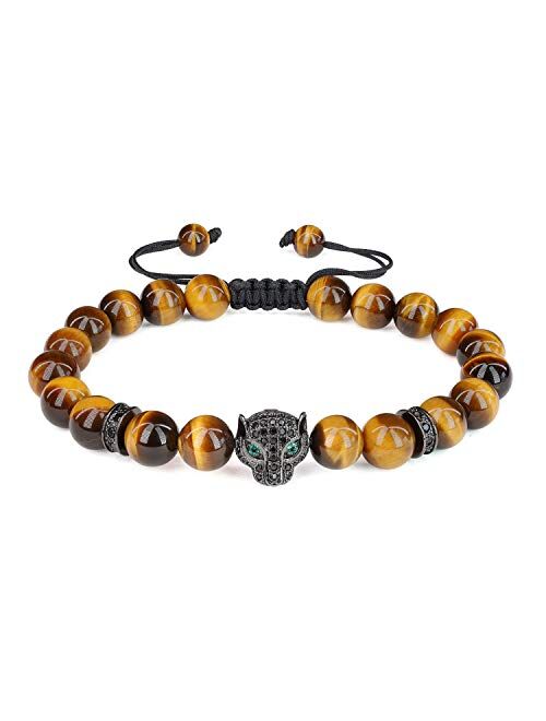 COAI Mens Womens Semi Precious Gemstone Leopard Bracelet