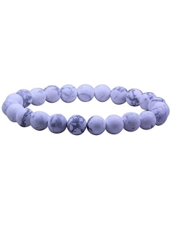 Keleny Gem Semi Precious Gemstones 8mm Natural Quartzite Stone Round Beads Rock Crystal Jasper Stretch Bracelet 7 Inch Unisex