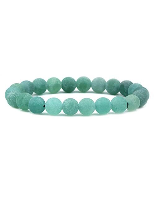 Keleny Gem Semi Precious Gemstones 8mm Natural Quartzite Stone Round Beads Rock Crystal Jasper Stretch Bracelet 7 Inch Unisex