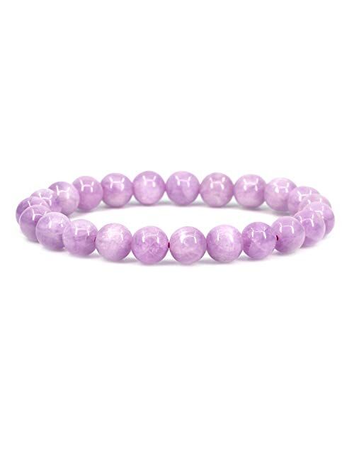 Keleny Gem Semi Precious Gemstones 8mm Natural Quartzite Stone Round Beads Rock Crystal Jasper Stretch Bracelet 7 Inch Unisex