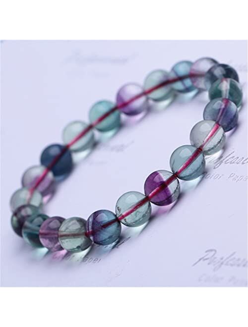 DFUF Natural Rainbow Color Fluorite Quartz Crystal Stone Bead Bracelet 8mm-12mm Suitable for Furniture Decoration (Color : 12MM)