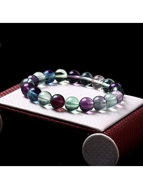 DFUF Natural Rainbow Color Fluorite Quartz Crystal Stone Bead Bracelet 8mm-12mm Suitable for Furniture Decoration (Color : 12MM)