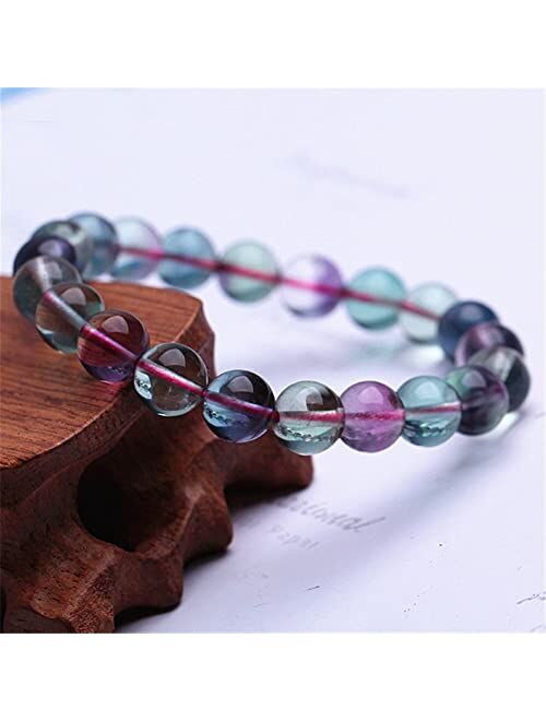 DFUF Natural Rainbow Color Fluorite Quartz Crystal Stone Bead Bracelet 8mm-12mm Suitable for Furniture Decoration (Color : 12MM)