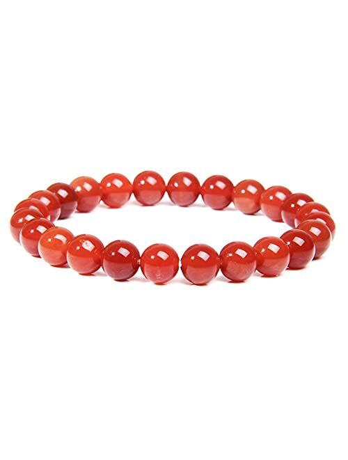 COLORFUL BLING Carnelian Crystal Stretch Bracelets Natural Gemstone Orange Carnelian Bracelet Healing Mediation Beaded Bracelet for Women Men