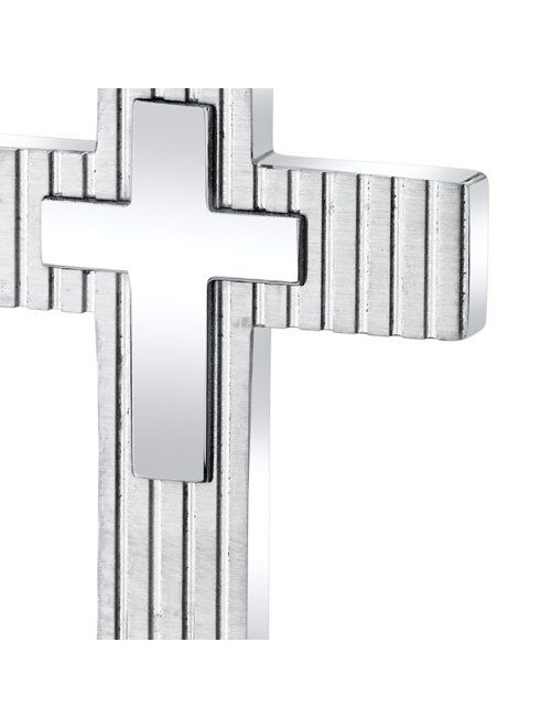 Peora Stainless Steel Layered Latin Cross Pendant Mens Necklace Fathers Day Gift, 22 Inch Chain