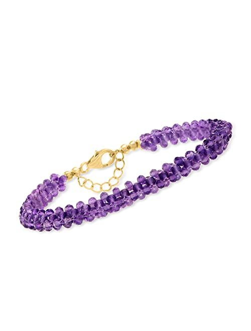 Ross-Simons 30.00 ct. t.w. Amethyst Bead Bracelet With 18kt Gold Over Sterling. 7.25 inches