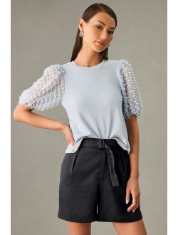 Woven Puff-Sleeve Top