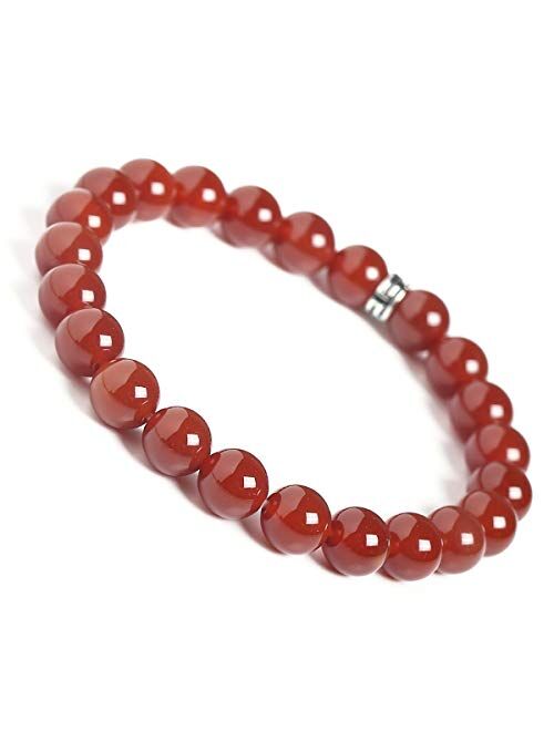 BONNY BOXX Natural Healing Gemstone Bracelet, 8mm Semi Precious Stone Bracelet for Men Women, Stress Relief Crystal Jewelry