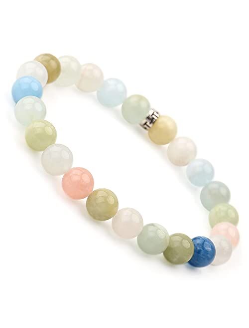 BONNY BOXX Natural Healing Gemstone Bracelet, 8mm Semi Precious Stone Bracelet for Men Women, Stress Relief Crystal Jewelry