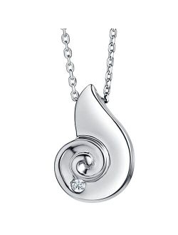 Sterling Silver Spiral Seashell Pendant Necklace with 17 inch Chain   3 inch extender