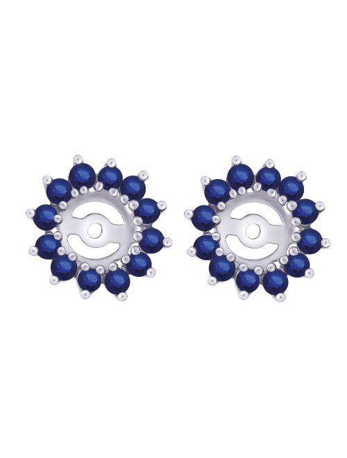 KATARINA Sapphire Floral Earring Jackets in 14K Gold (1 3/8 cttw)