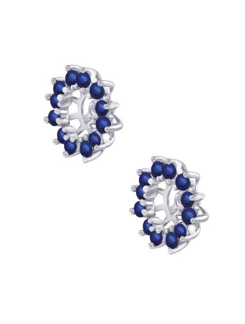 KATARINA Sapphire Floral Earring Jackets in 14K Gold (1 3/8 cttw)