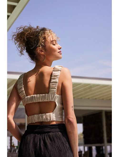 Lulus Caught in Cannes Beige Cutout Cropped Tank Top