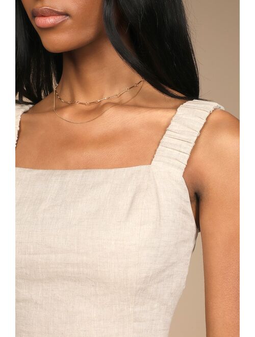 Lulus Caught in Cannes Beige Cutout Cropped Tank Top