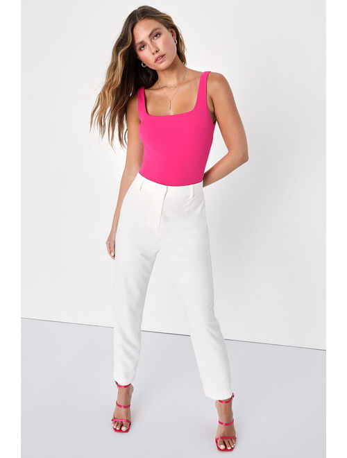 Lulus Modern Woman Hot Pink Backless Sleeveless Bodysuit