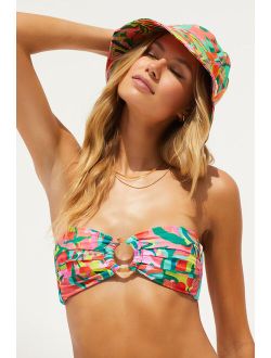 Kulani Kinis Maldives Muse Pink Multi Tropical Print Bandeau Bikini Top