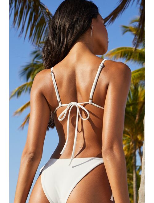 Lulus Beachy Muse White Knotted Triangle Bikini Top