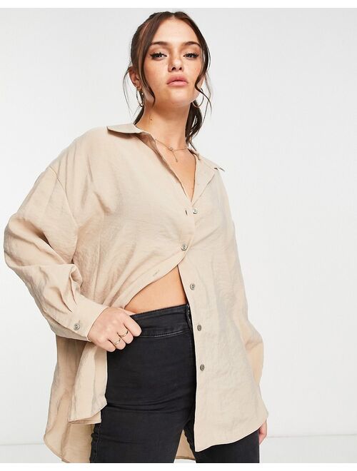 New Look oversized shirt in camel