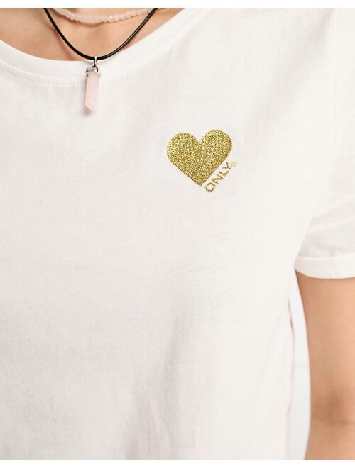 Only heart motif t-shirt in white