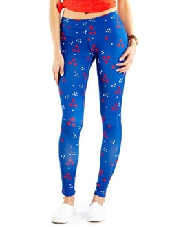 Patriotic Leggings for Women - Fun and Cute 4th of July Leggings Womens Mid Waisted USA Pants Red White Blue