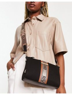 logo cross body bag in black