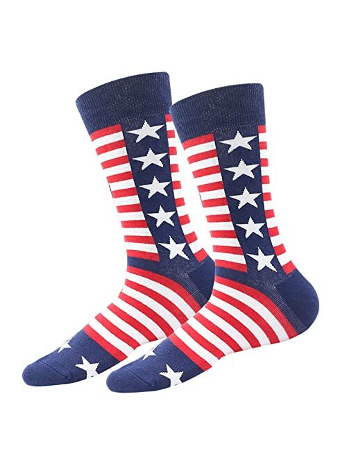 ZWW American Flag Socks For Men Or Women 4th July Middle Socks Star And Stripe Patriotic Freedom Day Gifts