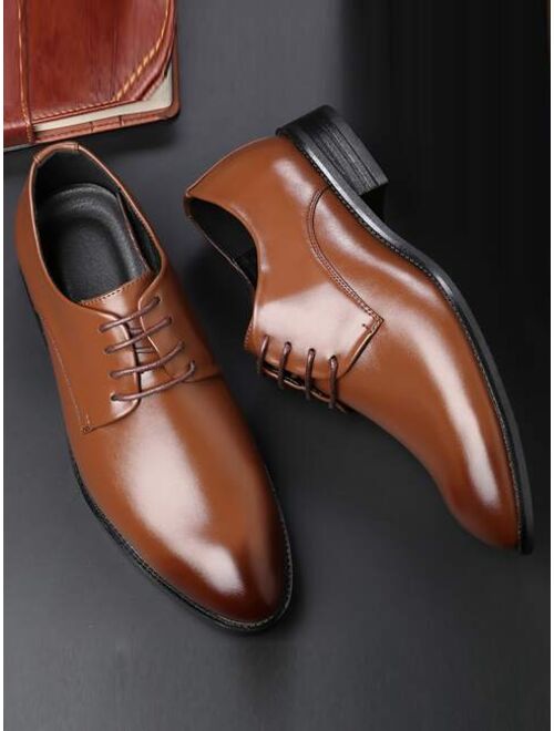 Men Lace Up Derby Shoes Vintage Rust Brown Dress Shoes