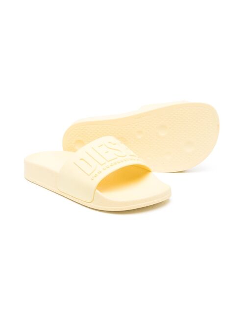 Diesel Kids embossed-logo slides