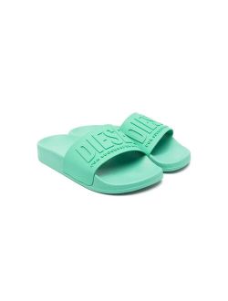 Kids Mint Green Embossed Logo Slides