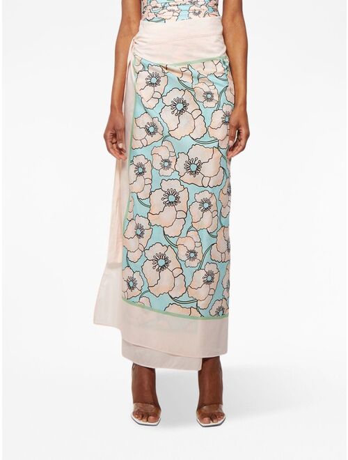 Agua By Agua Bendita floral-print wrap-design skirt