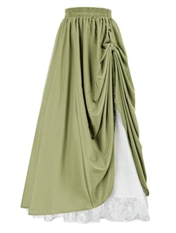 Maxi Long Skirt for Women Double-Layer Victorian Renaissance Skirts