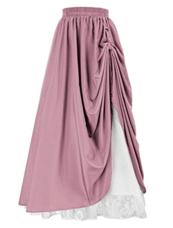 Maxi Long Skirt for Women Double-Layer Victorian Renaissance Skirts