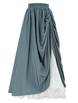 Maxi Long Skirt for Women Double-Layer Victorian Renaissance Skirts