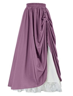 Maxi Long Skirt for Women Double-Layer Victorian Renaissance Skirts