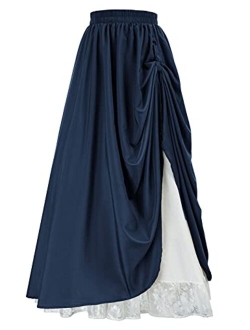 Maxi Long Skirt for Women Double-Layer Victorian Renaissance Skirts