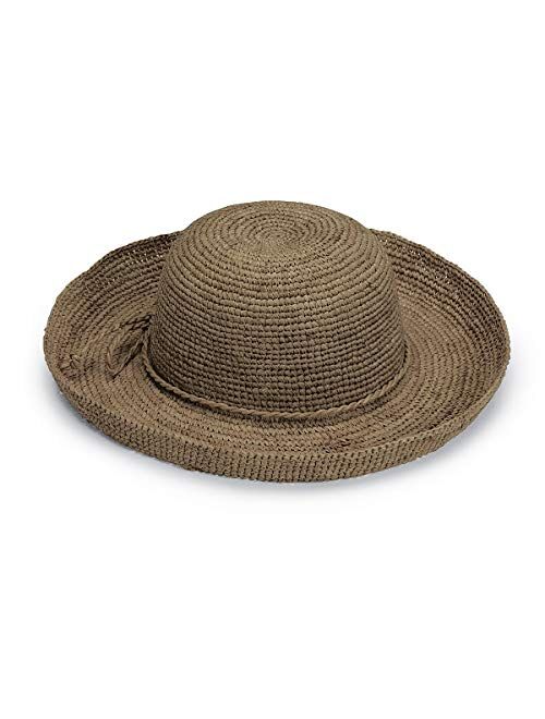 Wallaroo Hat Company Womens Catalina Sun Hat Modern Handwoven, Twisted Natural Raffia, Wide Brim, Designed in Australia