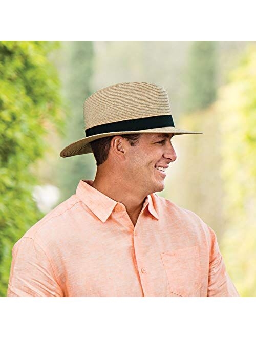 Wallaroo Hat Company Men's Palm Beach Hat - UPF 50+ 2 3/4" Brim Polyester Braid Adjustable Fit