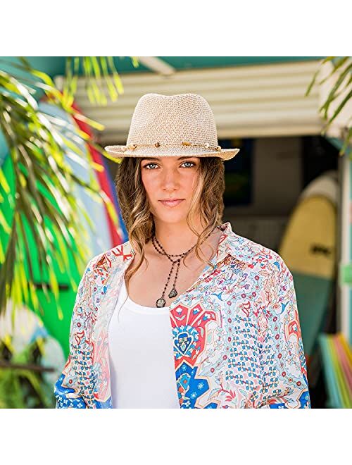 Wallaroo Hat Company Womens Waverly Trilby Stylish Sun Protection, Lightweight, Adjustable, Packable, Bohemian Flair