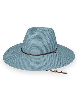 Womens Sanibel Wide Brim Fedora UPF 50  Natural Fiber Lightweight Adjustable Packable