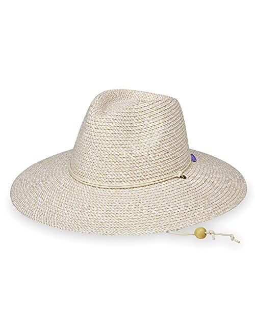 Wallaroo Hat Company Womens Sanibel Wide Brim Fedora UPF 50+ Natural Fiber Lightweight Adjustable Packable