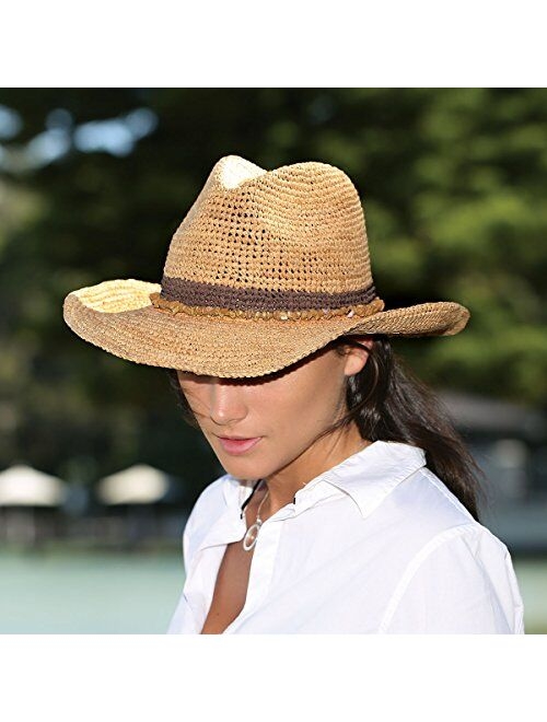 Wallaroo Hat Company Womens Tahiti Cowboy Sun Hat Raffia, Modern Cowboy, Designed in Australia.