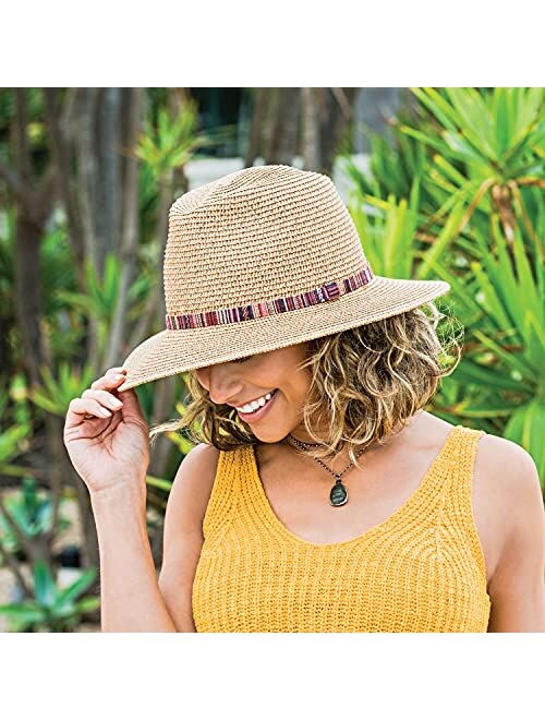 Wallaroo Hat Company Womens Petite Sedona Fedora UPF 50+, Aztec Flair, Extra Small for Petites, Designed in Australia